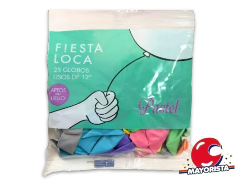 [7791014122378] GLOBOS 12 X 25 PASTEL MULTICOLOR - FIESTA LOCA