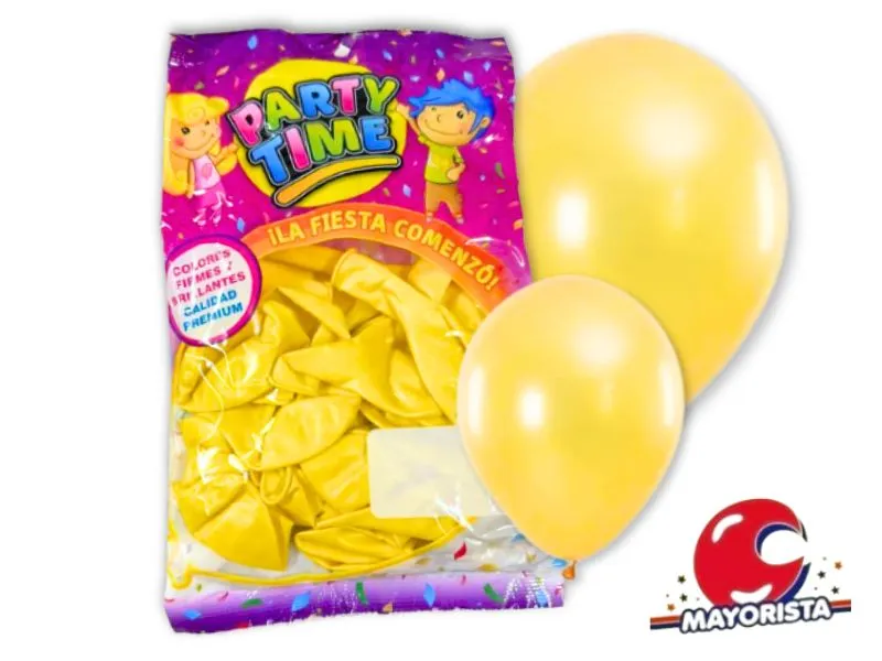[7798194157947] GLOBOS 12 X 25 PERLADO AMARILLO PARTY TIME (57947) DILAX