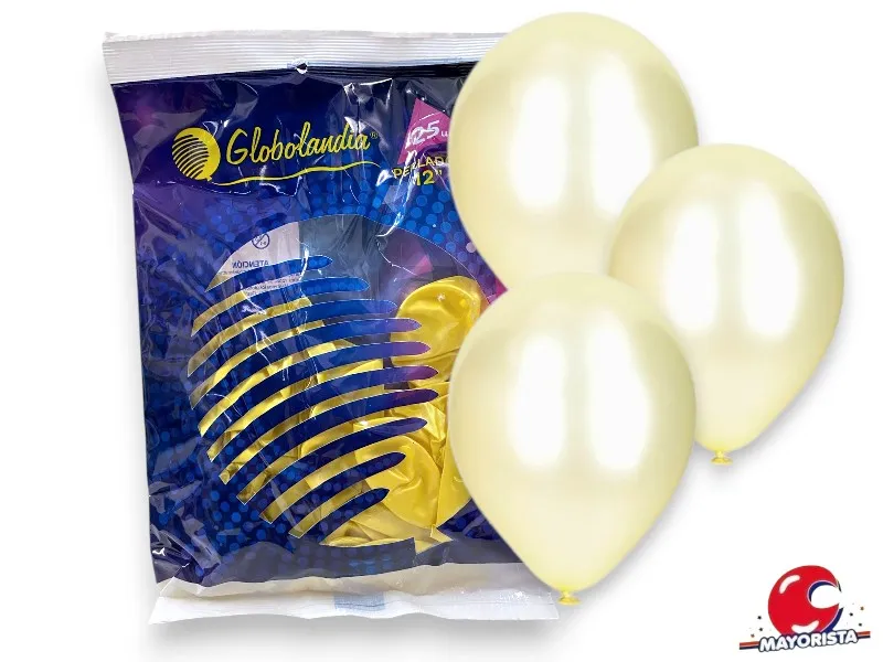 [7798109601763] GLOBOS 12 X 25 PERLADO MARFIL - GLOBOLANDIA
