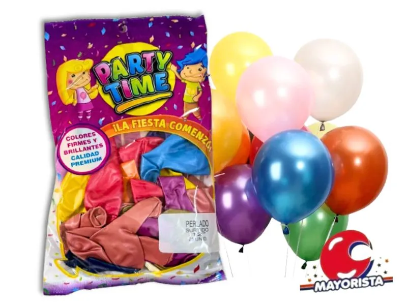 [7798194157992] GLOBOS 12 X 25 PERLADO MULTICOLOR PARTY TIME (57992) DILAX