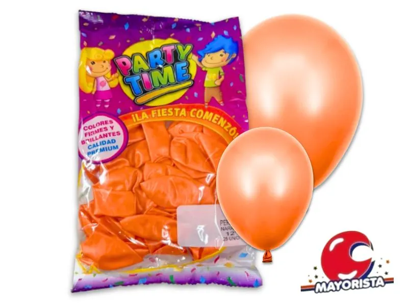 [7798194157800] GLOBOS 12 X 25 PERLADO NARANJA PARTY TIME (57800) DILAX
