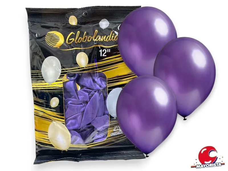 [7798109601718] GLOBOS 12 X 25 PERLADO VIOLETA - GLOBOLANDIA