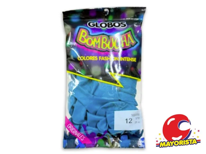 [7798420972863] GLOBOS 12 X 25 STANDARD TURQUESA INTENSO BOMBUCHA