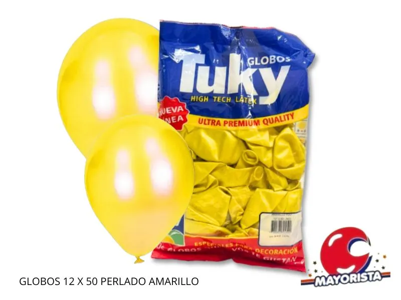 [7790391805300] GLOBOS 12 X 50 PERLADO AMARILLO - TUKY