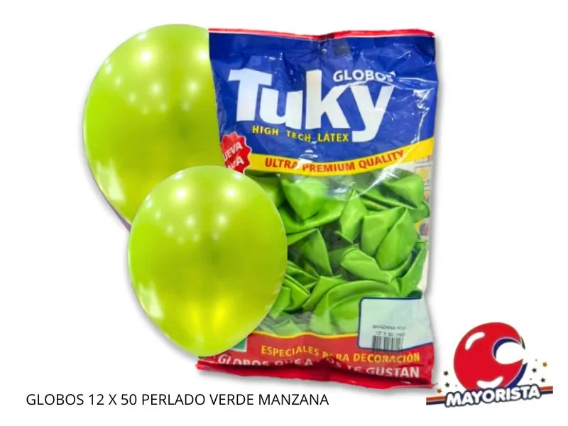 [7790391807007] GLOBOS 12 X 50 PERLADO VERDE MANZANA - TUKY