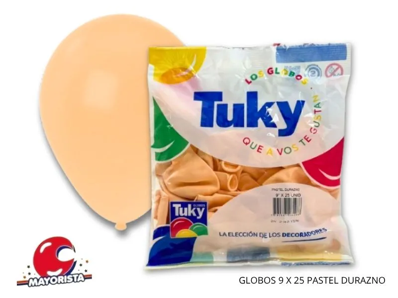 [7790391064288] GLOBOS 9 X 25 PASTEL DURAZNO - TUKY