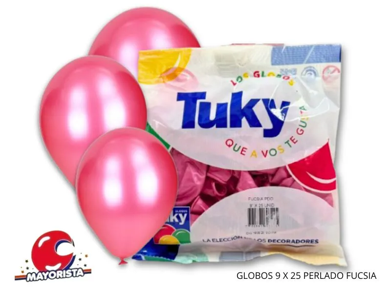 GLOBOS 9 X 25 PERLADO FUCSIA - TUKY