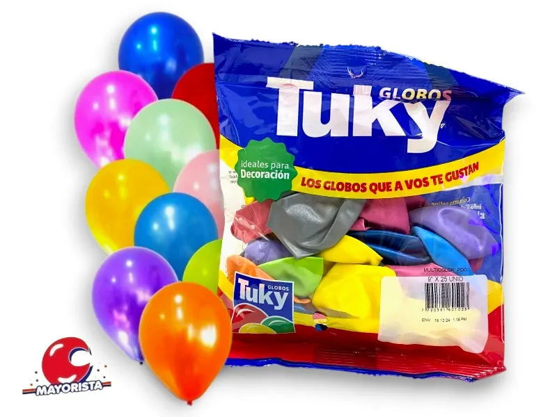 [7790391605023] GLOBOS 9 X 25 PERLADO MULTICOLOR - TUKY