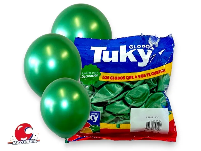 [7790391605528] GLOBOS 9 X 25 PERLADO VERDE OSCURO - TUKY
