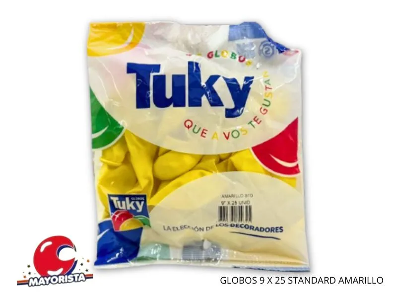 [7790391600325] GLOBOS 9 X 25 STANDARD AMARILLO - TUKY