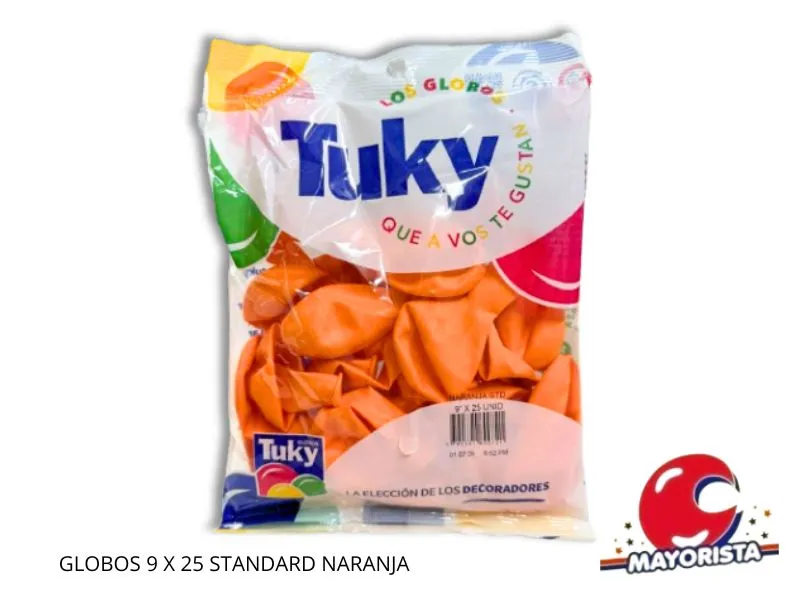 [7790391600721] GLOBOS 9 X 25 STANDARD NARANJA - TUKY