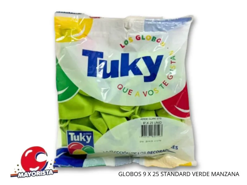 [7790391600523] GLOBOS 9 X 25 STANDARD VERDE MANZANA - TUKY