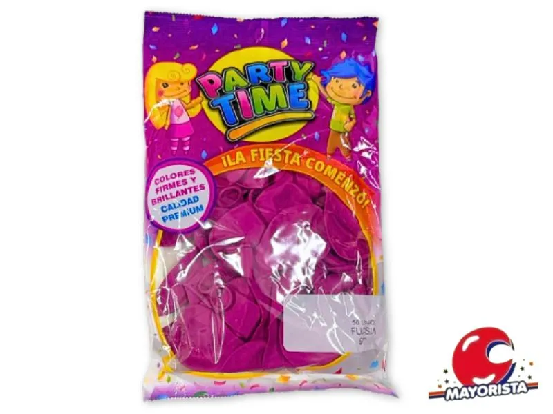 [7798194155141] GLOBOS 9 X 50 STANDARD FUCSIA PARTY TIME (55141) DILAX