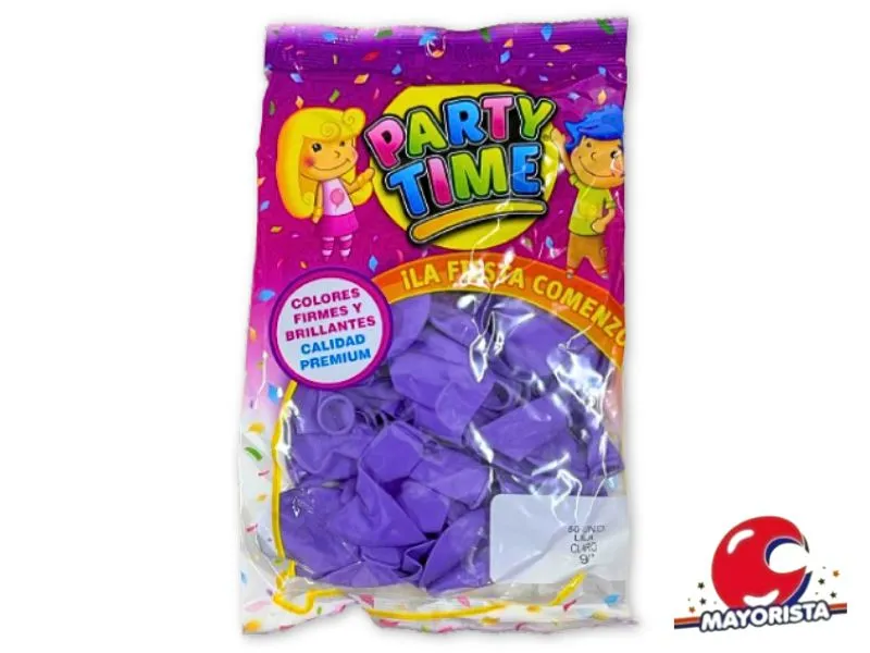 [7798194155219] GLOBOS 9 X 50 STANDARD LILA PARTY TIME (55219) DILAX