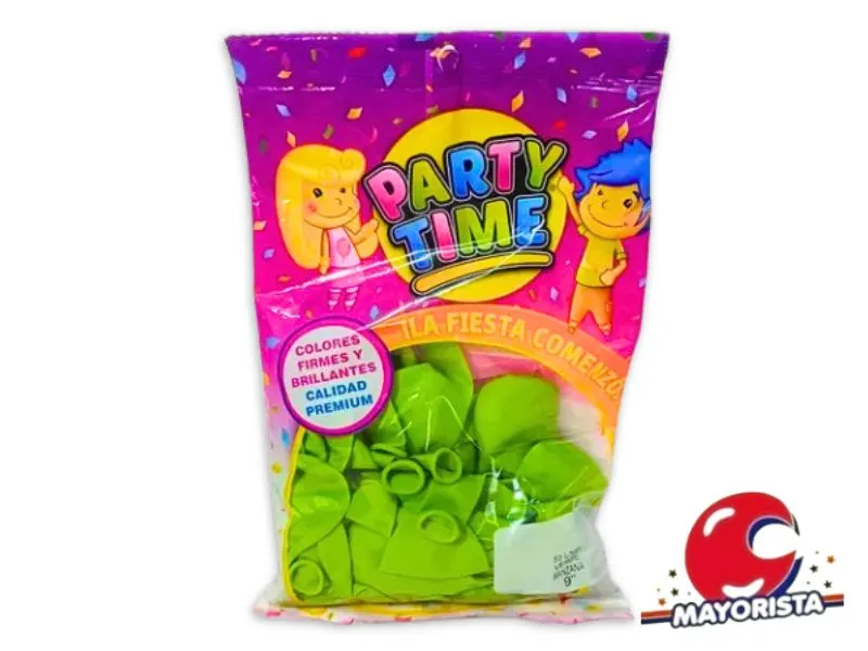[7798194155189] GLOBOS 9 X 50 STANDARD VERDE MANZANA PARTY TIME (55189) DILAX