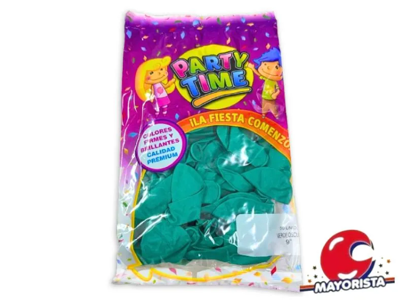 GLOBOS 9 X 50 STANDARD VERDE OSCURO PARTY TIME (55257) DILAX