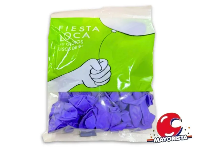 GLOBOS 9 X 50 STANDARD VIOLETA - FIESTA LOCA