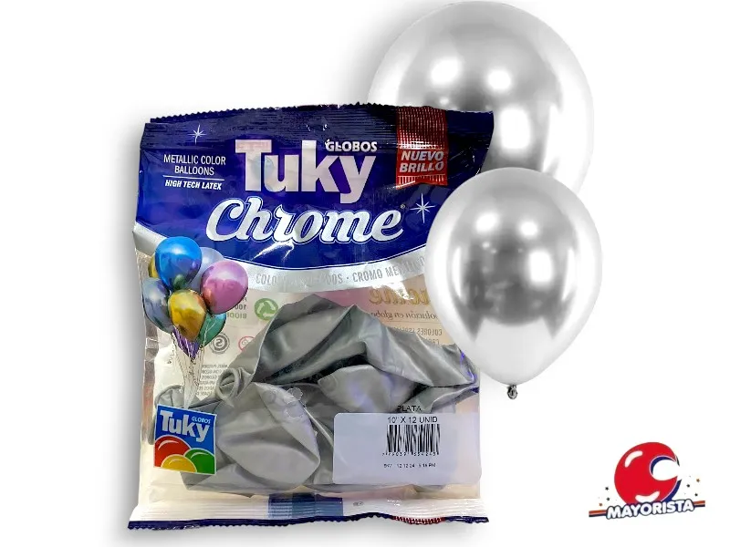 [7790391654243] GLOBOS CHROME 10 X 12 PLATA - TUKY