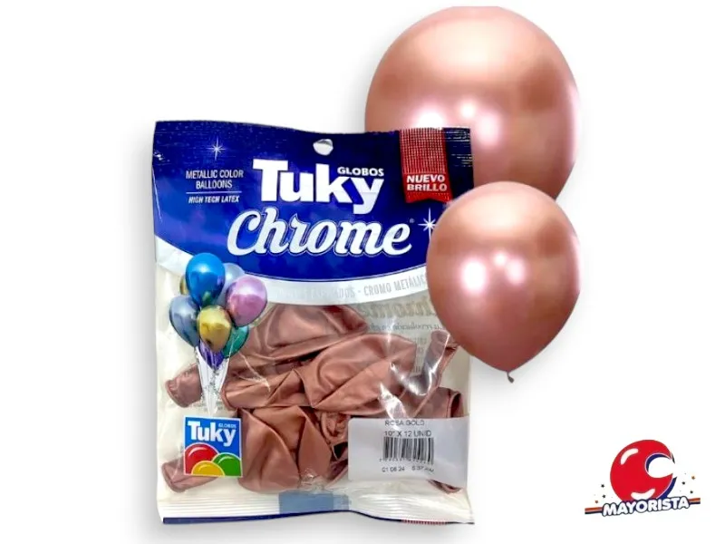 [7790391624260] GLOBOS CHROME 10 X 12 ROSA GOLD - TUKY