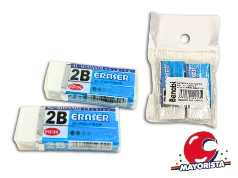 [2000202284114] GOMA DE BORRAR BLANCA X 2 (BNB 28411-B) BENABI