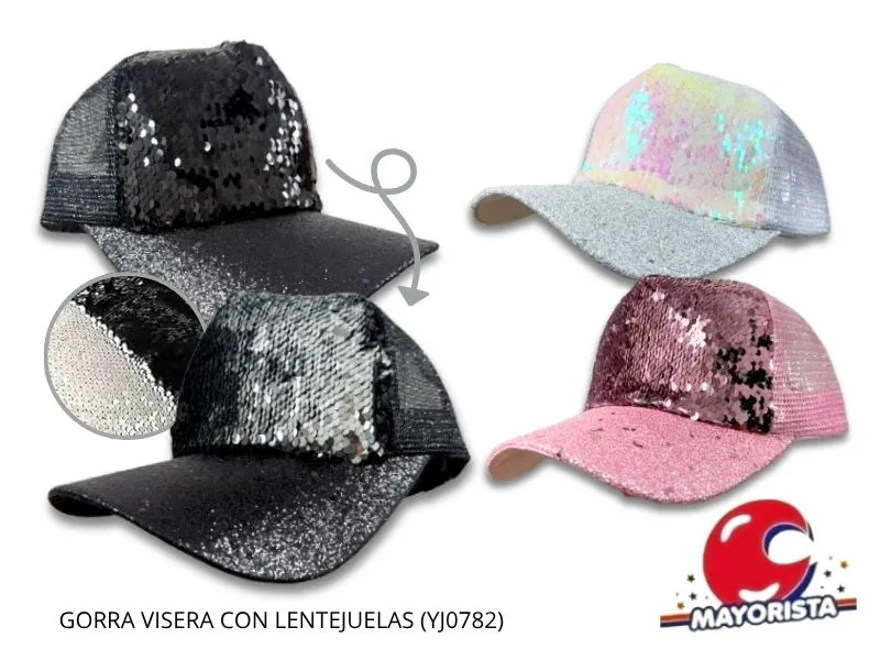 [8034107006551] GORRA VISERA CON LENTEJUELAS (YJ0782) YJ IMPORT