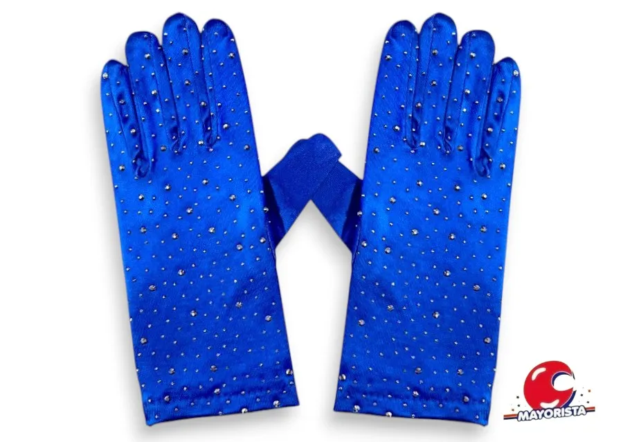 [9656] GUANTES CORTOS AZULES CON STRASS (ZLE-BIG-12-01) ERIK