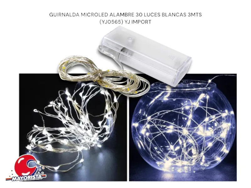 [7885] GUIRNALDA MICROLED ALAMBRE 30 LUCES BLANCAS 3MTS (YJ0565) YJ IMPORT