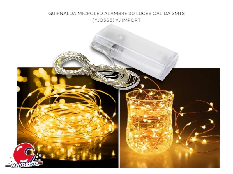 [2727] GUIRNALDA MICROLED ALAMBRE 30 LUCES CALIDA 3MTS (YJ0565) YJ IMPORT