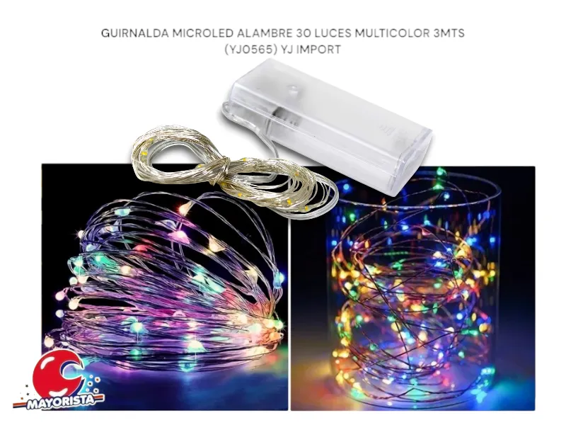 [4145] GUIRNALDA MICROLED ALAMBRE 30 LUCES MULTICOLOR 3MTS (YJ0565) YJ IMPORT