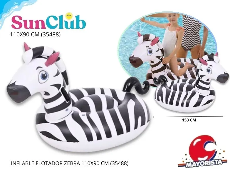 [6942377610892] INFLABLE FLOTADOR ZEBRA 110X90 CM (35488) SUN CLUB