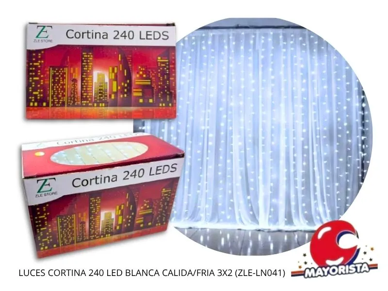 LUCES CORTINA 240 LED BLANCA CALIDA/FRIA 3X2 (ZLE-LN041) ERIK