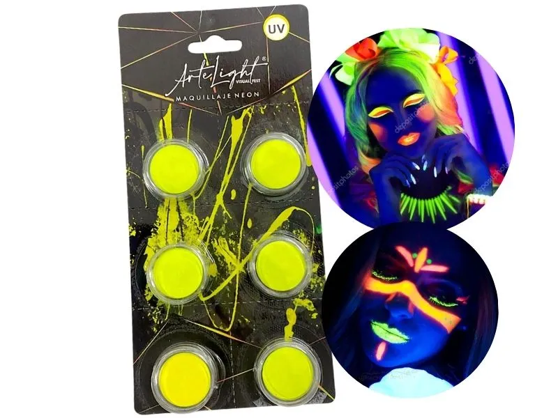[6901028509008] MAQUILLAJE ARTISTICO X 6 AMARILLO FLUO 2 GRS C/U (9008) ARTELIGHT
