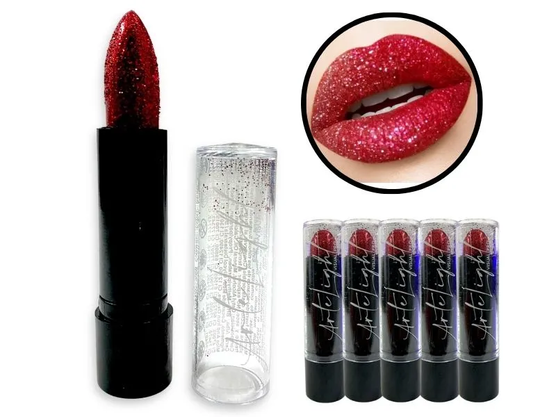 MAQUILLAJE LABIAL C/GLITTER ROJO 5 GRS (7455) ARTELIGHT