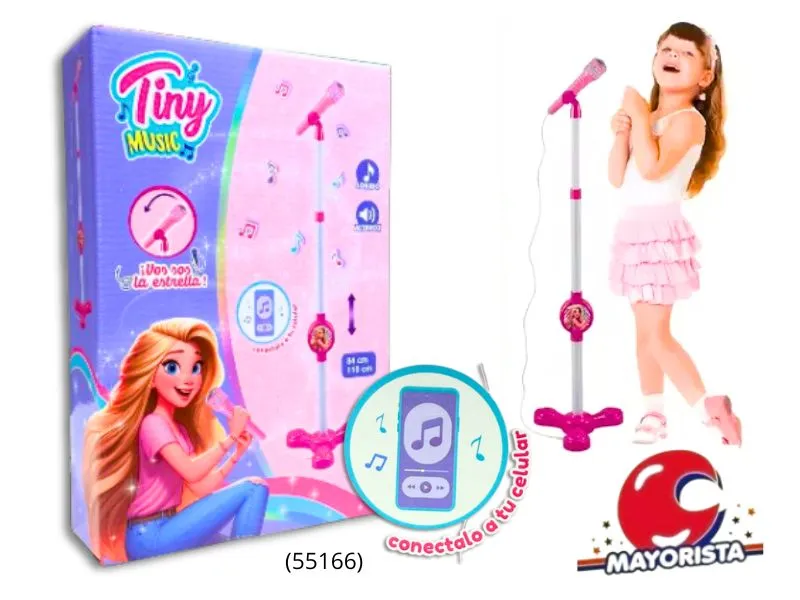 [7450077050096] MICROFONO DE PIE TINY CON LUZ Y SONIDO 31X21 (55166) KADA
