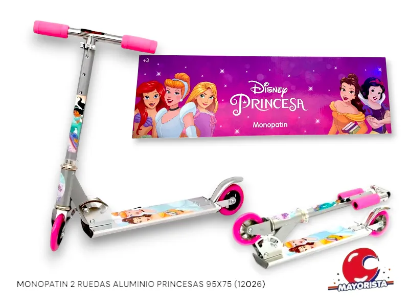 [7453105014145] MONOPATIN 2 RUEDAS ALUMINIO PLEGABLE PRINCESAS 95X75 (12026) KADA