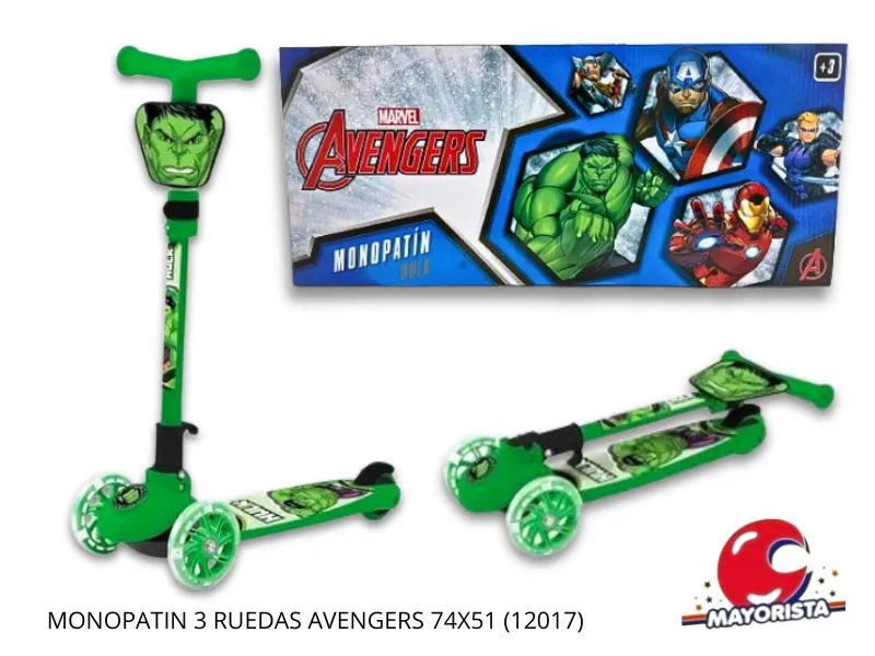 MONOPATIN 3 RUEDAS PLEGABLE C/LUZ AVENGERS 74X51 (12017) KADA