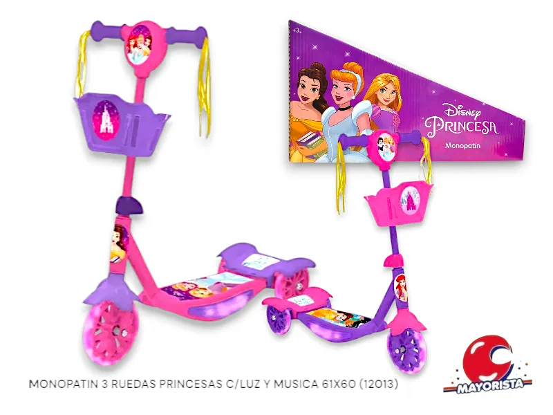 MONOPATIN 3 RUEDAS PRINCESAS C/LUZ Y MUSICA 61X60 (12013) KADA
