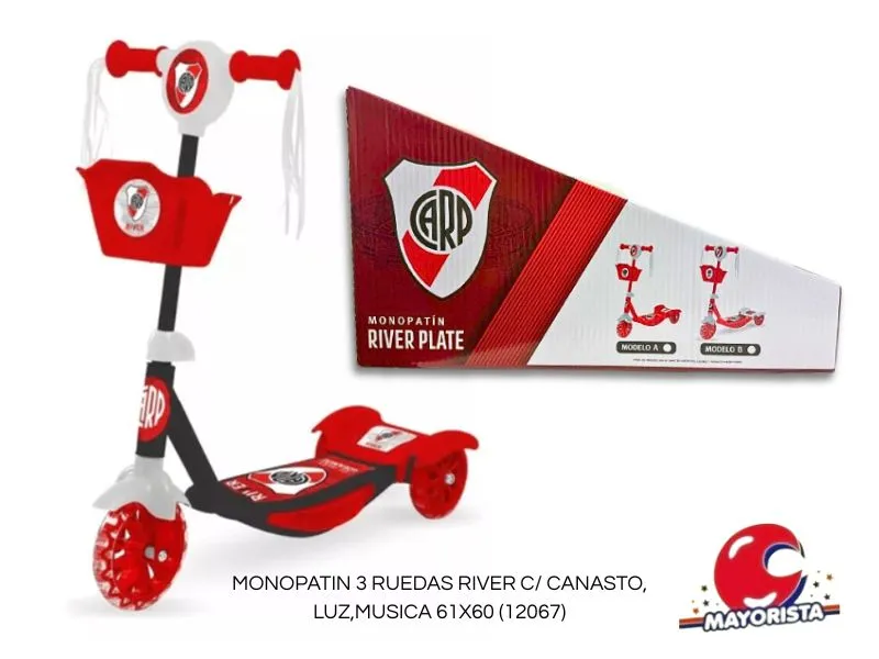 [7450077055015] MONOPATIN 3 RUEDAS RIVER CON CANASTO, LUZ,MUSICA 61X60 (12067) KADA