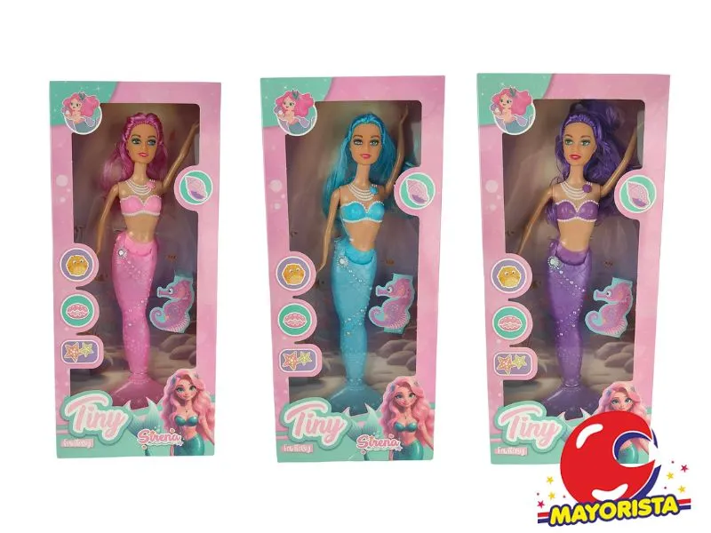 [7450077057149] MUNECA SIRENA DE GOMA EN CAJA 37X16 CM (53743) KADA