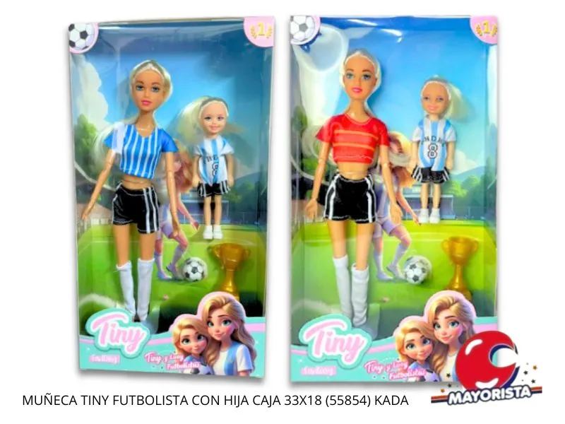 [7450077060224] MUNECA TINY FUTBOLISTA CON HIJA CAJA 33X18 (55854) KADA