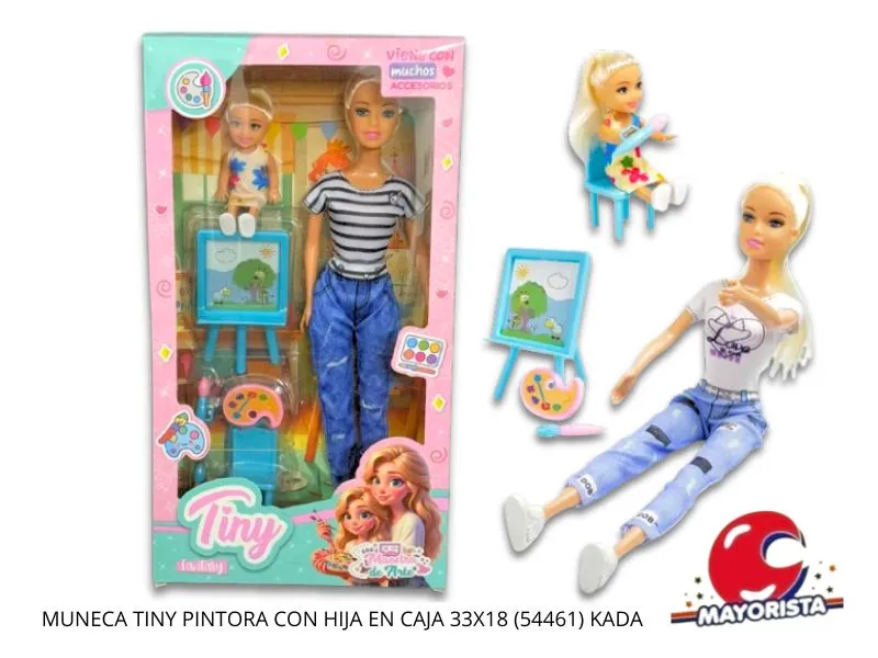[7453105020191] MUNECA TINY PINTORA CON HIJA EN CAJA 33X18 (54461) KADA