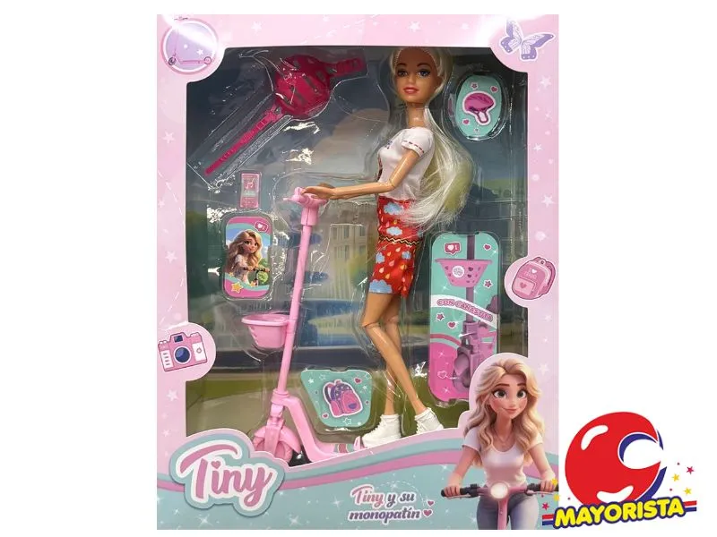 [7450077141985] MUNECA TINY Y SU MONOPATIN CAJA 35X26 (54925) KADA