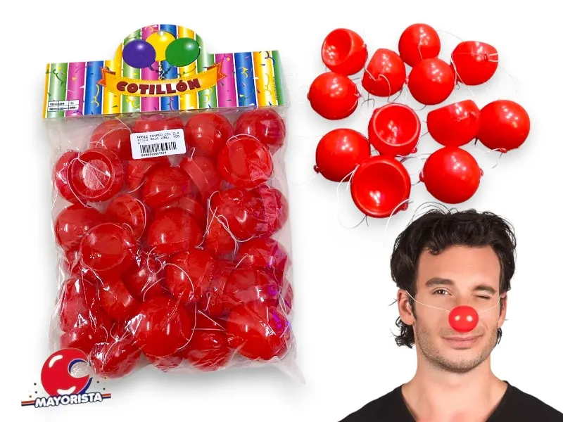 [2063] NARIZ DE PAYASO X 36 PLASTICA ROJA - COTILLON GARAVANO