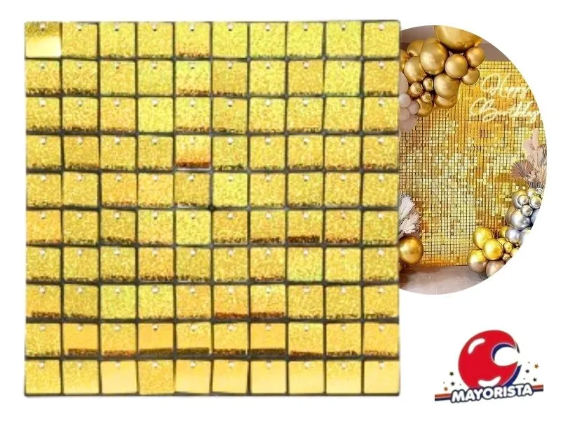 [2306] PANEL SHIMMER WALL DORADO HOLOGRAFICO 30X30 (YJ0694) YJ IMPORT