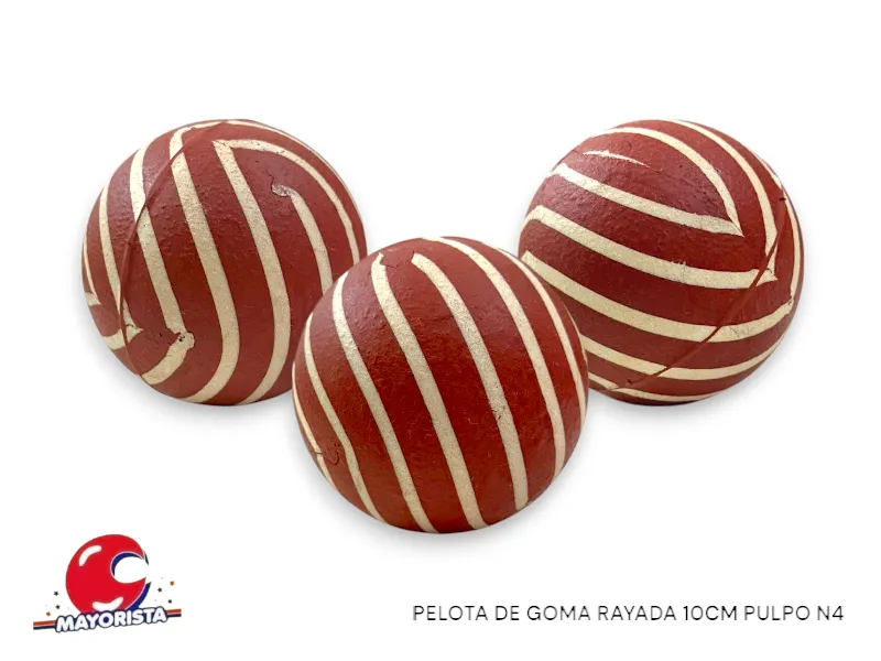 [6328] PELOTA DE GOMA RAYADA 10CM PULPO N4