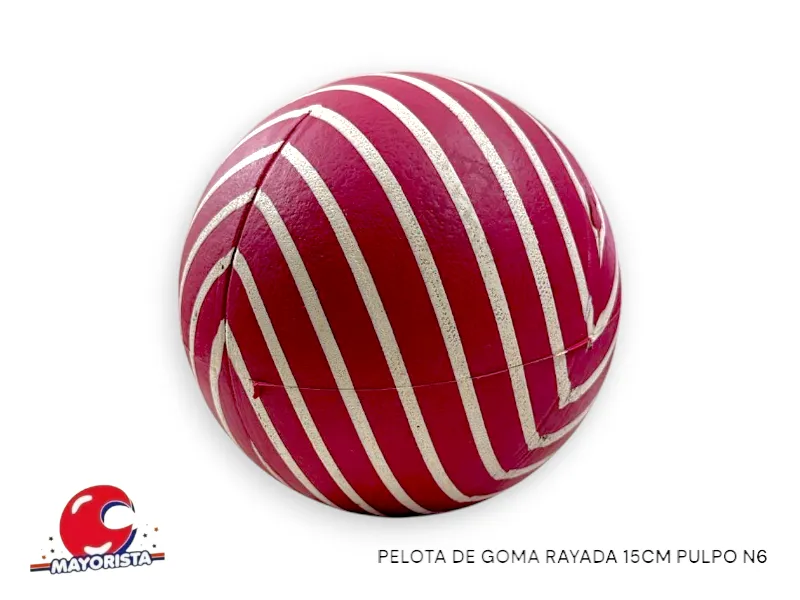 [3272] PELOTA DE GOMA RAYADA 15CM PULPO N6