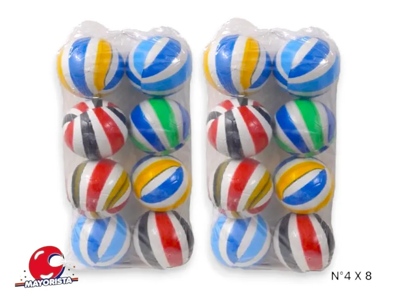 [7501] PELOTA PLASTICA RAYADA N 4 X 8 - CHASAMPI