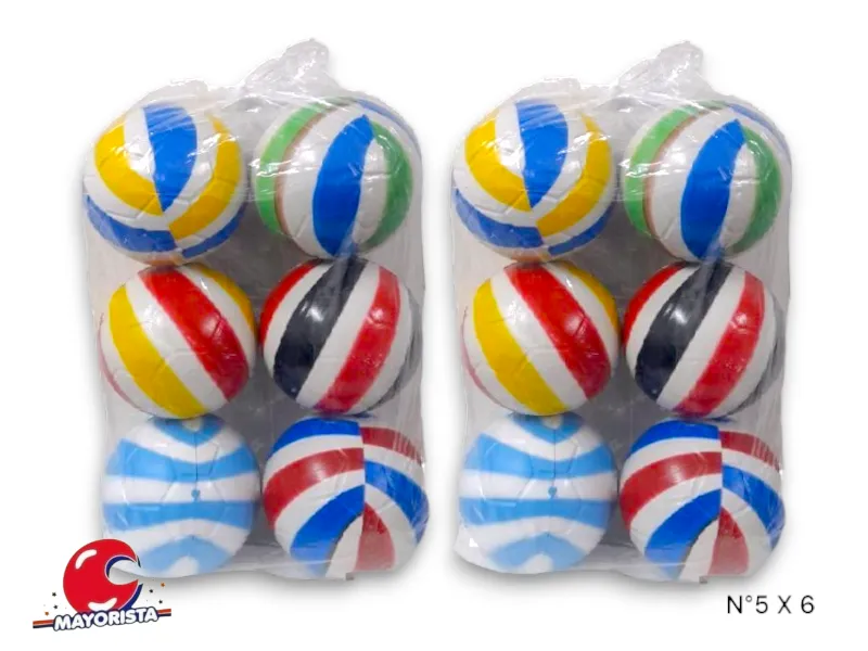 PELOTA PLASTICA RAYADA N 5 X 6 - CHASAMPI