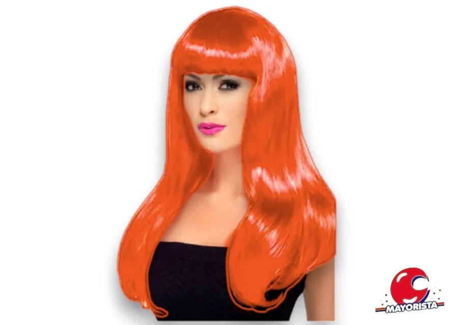 [6218] PELUCA LACIA LARGA NARANJA (YJ0695) YJ IMPORT