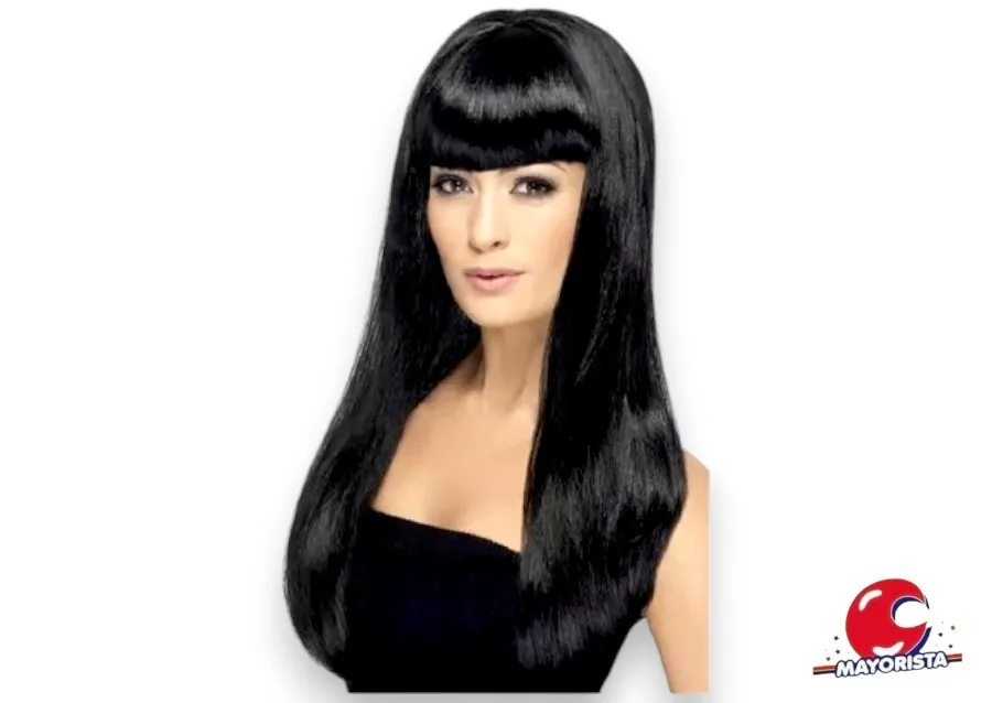 [1055] PELUCA LACIA LARGA NEGRA (YJ0695) YJ IMPORT